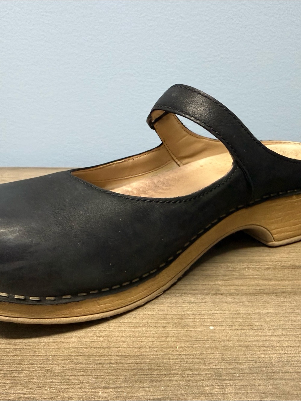 Dansko Black Mary Jane Clogs with Wood-Look Platform - Picture 10 of 10